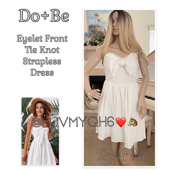 Do+Be Eyelet Strapless Front Tie Knot Dress - Picture 1 of 4